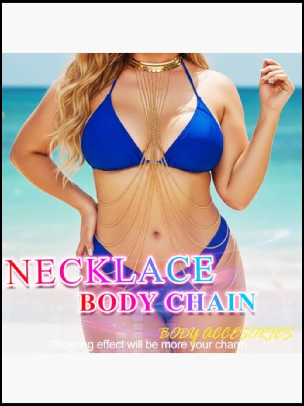 Gold Body Chain Necklace Shoulder Chain Jewelry for Women Statement Festivals - Picture 3 of 7